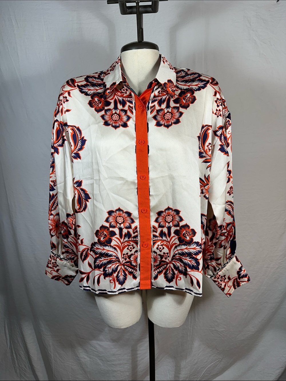 Fate by LFD Floral Button Down Blouse Small Boho Paisley Long Sleeve Eclectic